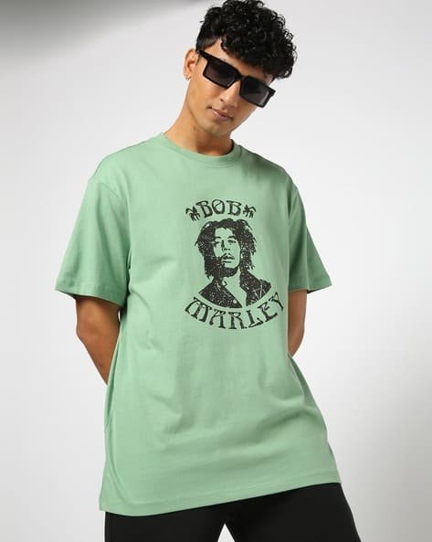 Yousta - Men Bob Marley Print Relaxed Fit Crew-Neck T-Shirt