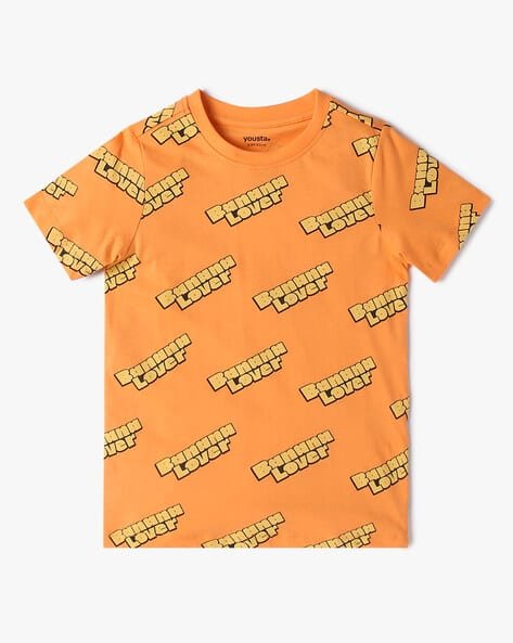 Yousta Kids - Boys Core Typographic Print Relaxed Fit Round-Neck T-Shirt