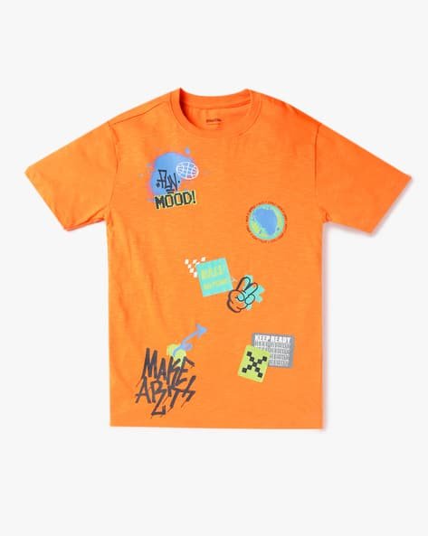 Yousta Kids - Boys Graphic Print Regular Fit Round-Neck T-Shirt