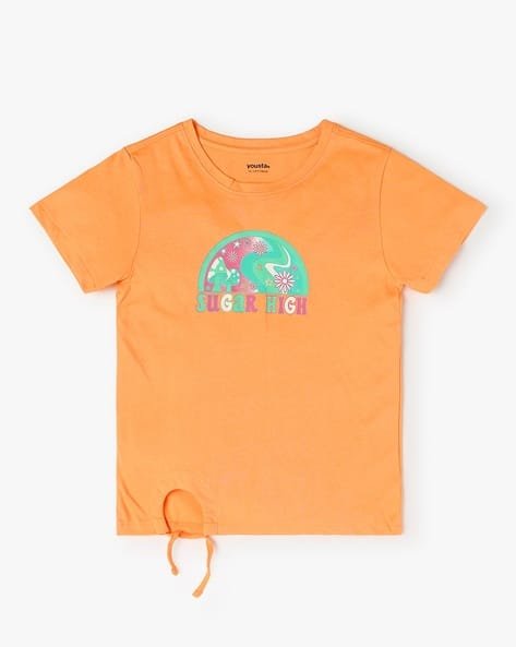 Yousta Kids - Girls Graphic Print Relaxed Fit Crew-Neck T-Shirt