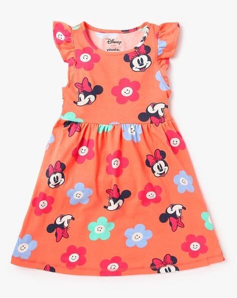 Yousta Kids - Girls Minnie Mouse Print Fit & Flare Dress