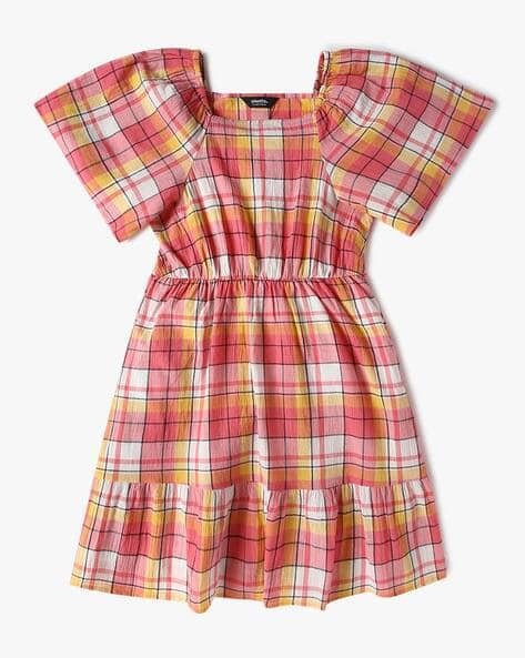 Yousta Kids - Girls Checked Fit & Flare Dress