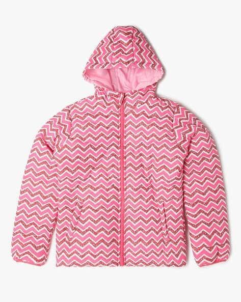 Yousta Kids - Girls Chevron Print Hooded Jacket with Slip Pockets