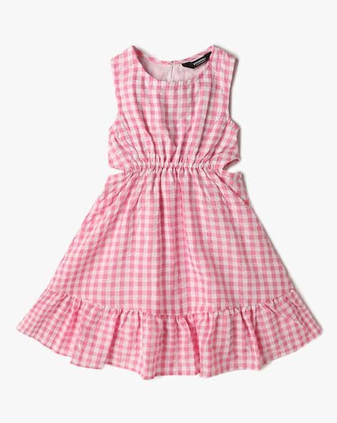 Yousta Kids - Girls Gingham Seersucker Fit & Flare Dress