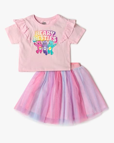 Yousta Kids - Girls Graphic Print T-Shirt & Skirt Set