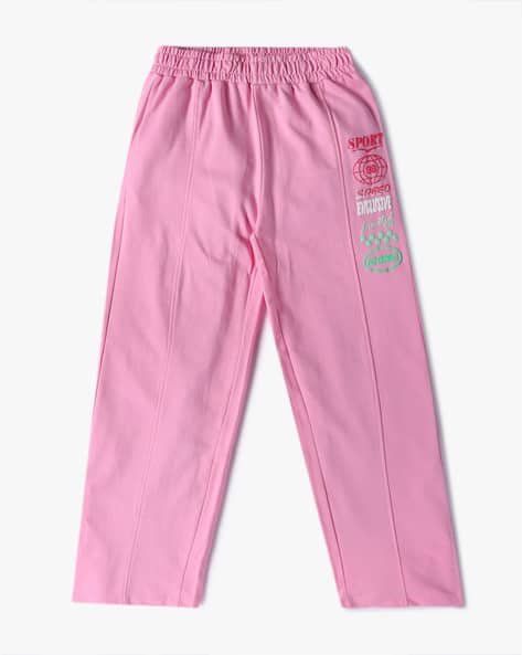 Yousta Kids - Girls Relaxed Fit Track Pants with Typographic Print
