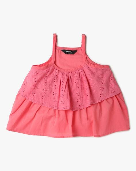 Yousta Kids - Girls Schiffli Embroidered Square-Neck Top