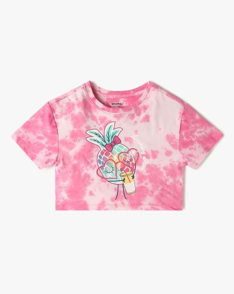 Yousta Kids - Girls Tie & Dye Regular Fit Round-Neck T-Shirt