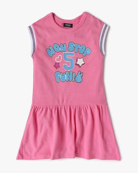 Yousta Kids - Girls Typographic Print Fit & Flare Dress