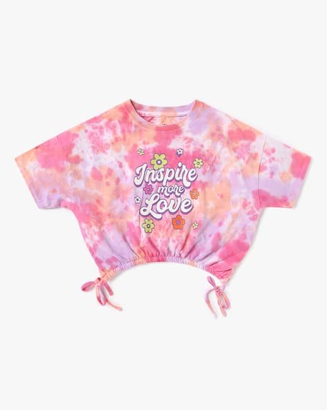 Yousta Kids - Girls Typographic Print Relaxed Fit Round-Neck T-Shirt