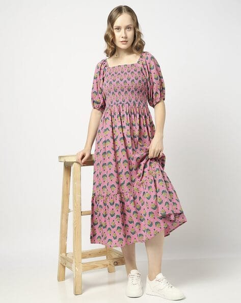 Yousta - Women Floral Print Tiered Dress