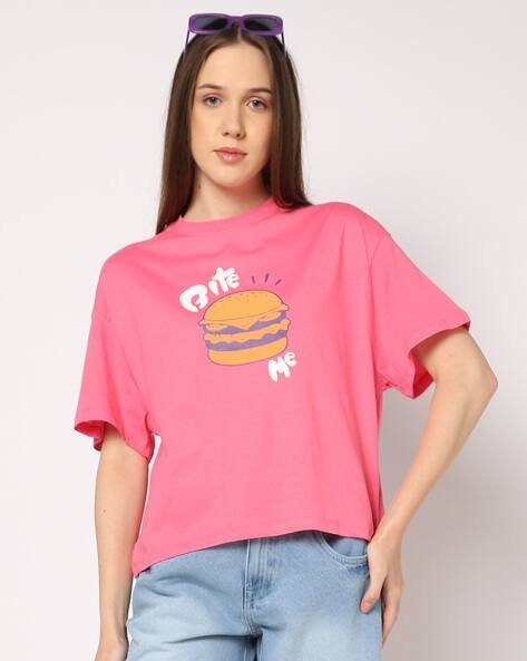 Yousta - Women Graphic Print Boxy Fit Crew-Neck T-Shirt