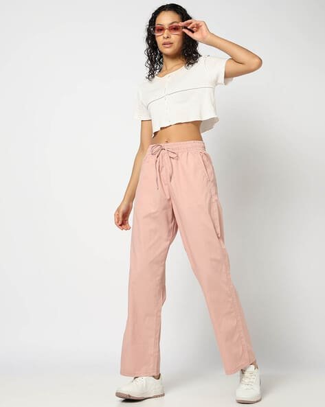 Yousta - Women High-Rise Straight Fit Cotton Trousers