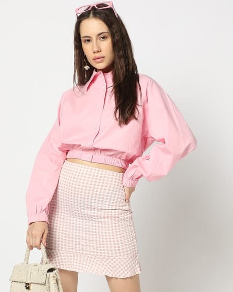 Yousta - Women Oversized Cotton Top with Cuffed Sleeves