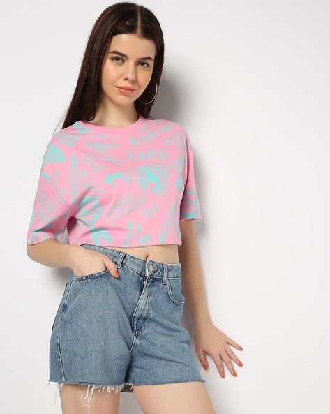 Yousta - Women Printed Regular Fit Crew-Neck Cotton T-Shirt