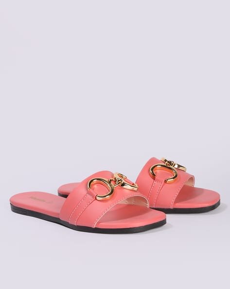 Yousta - Women Slip-On Sandals with Metal Accent