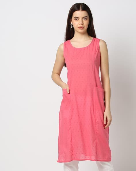 Yousta - Women Swiss-Dot Straight Kurta