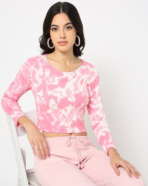 Yousta - Women Tie & Dye Slim Fit Round-Neck Crop T-Shirt