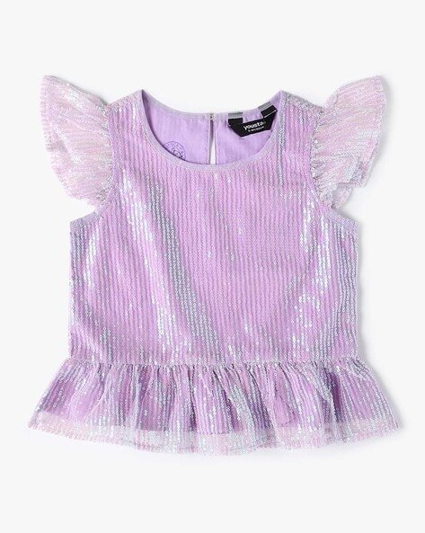 Yousta Kids - Girls All-Over Sequin Embellished Peplum Top