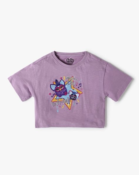 Yousta Kids - Girls Graphic Print Boxy Fit Crew-Neck T-Shirt