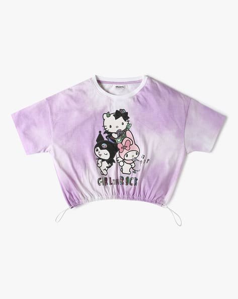 Yousta Kids - Girls Graphic Print Boxy Fit Round-Neck T-Shirt