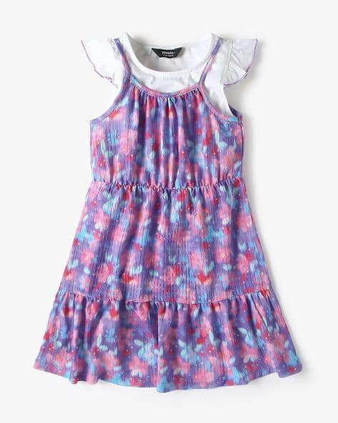Yousta Kids - Girls Printed A-Line Dress & Top Set