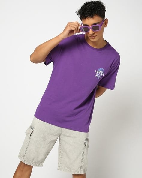 Yousta - Men Typographic Print Relaxed Fit Crew-Neck T-Shirt