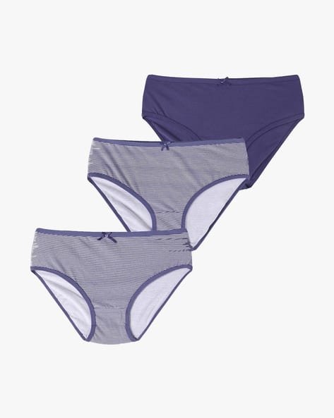 Yousta - Pack of 3 Striped Mid-Rise Hipster Panties