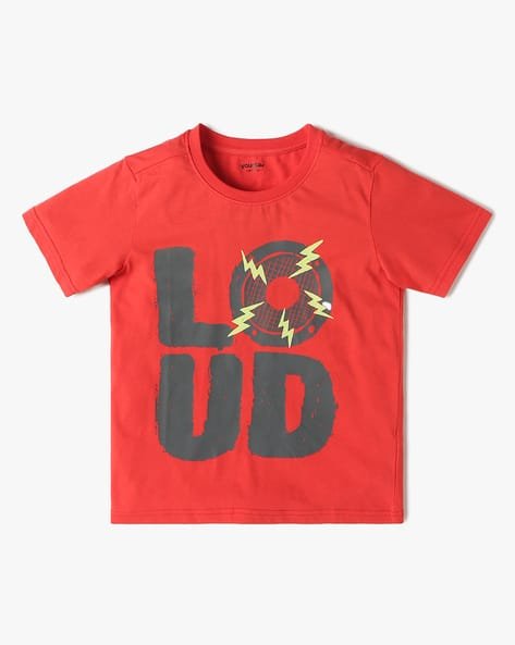 Yousta Kids - Boys Typographic Print Regular Fit Crew-Neck T-Shirt