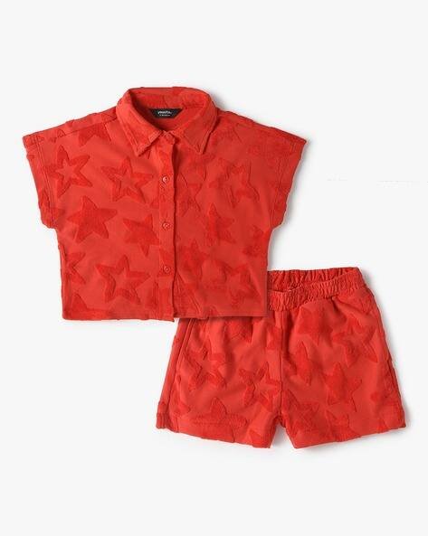 Yousta Kids - Girls Star Pattern Boxy Fit Shirt & Shorts Set