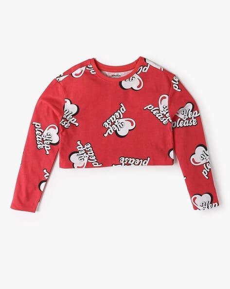 Yousta Kids - Girls Typographic Print Relaxed Fit Crew-Neck T-Shirt