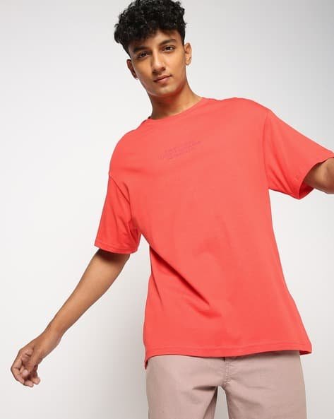 Yousta - Men Typographic Print Relaxed Fit Crew-Neck T-Shirt