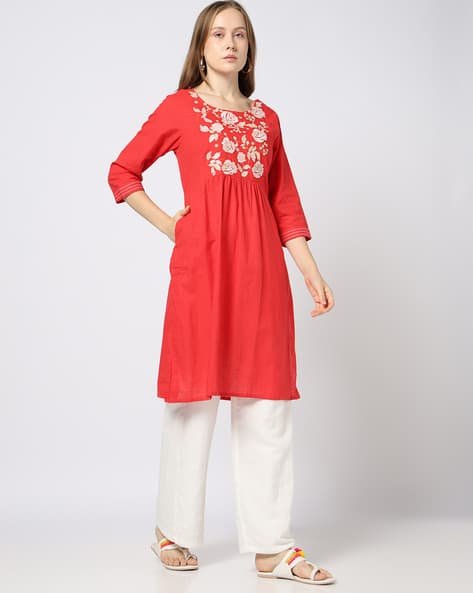 Yousta - Women Embroidered Straight Kurta