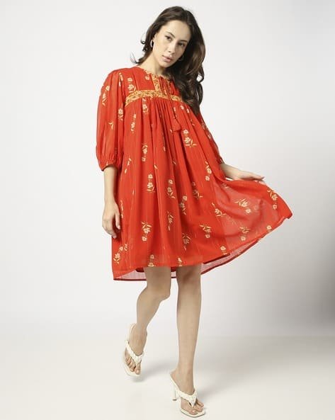 Yousta - Women Floral Print A-Line Dress