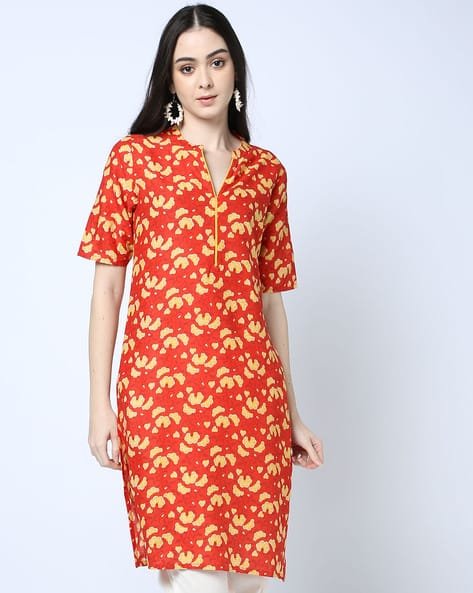 Yousta - Women Geometric Print Straight Kurta