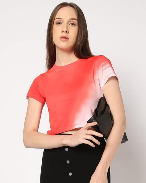 Yousta - Women Ombre-Dyed Regular Fit Crew-Neck T-Shirt