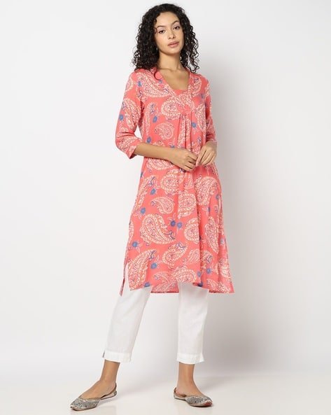 Yousta - Women Paisley Print Straight Kurta with Insert Pocket