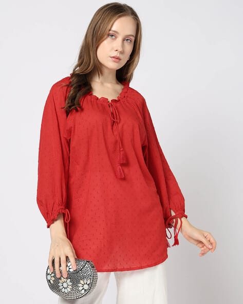Yousta - Women Swiss-Dot Pattern Top