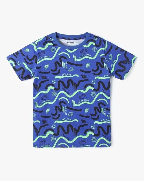 Yousta Kids - Boys Graphic Print Regular Fit Crew-Neck T-Shirt