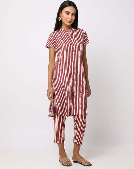 Yousta - Striped Straight Kurta & Pants Set