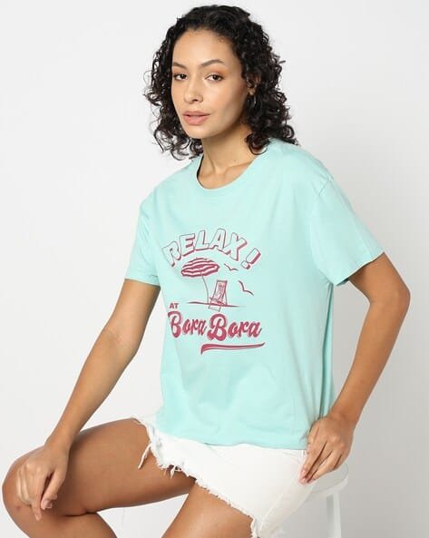 Yousta - Women Graphic Print Regular Fit Cotton Round-Neck T-Shirt