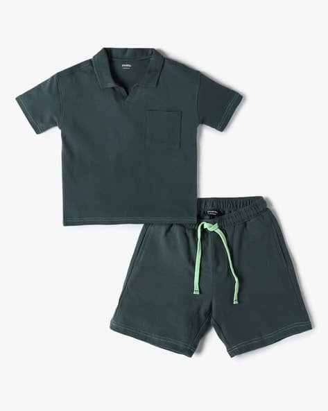 Yousta Kids - Boys Ribbed Polo T-Shirt & Shorts Set