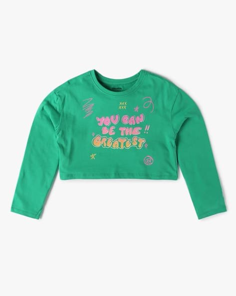 Yousta Kids - Girls Typographic Print Relaxed Fit Crew-Neck T-Shirt