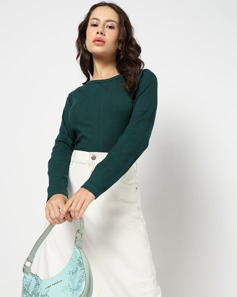 Yousta - Women Striped Fitted Round-Neck T-Shirt