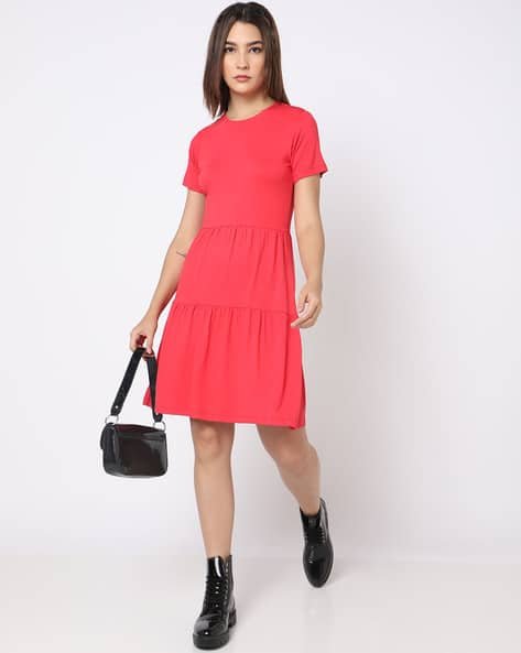 Yousta - Round-Neck Tiered Dress