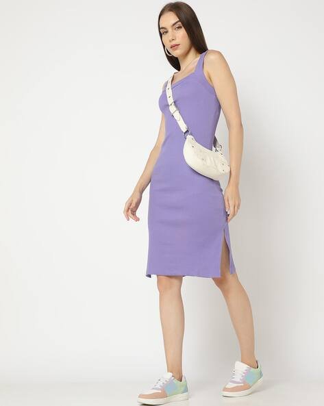 Yousta - Women Ribbed Slim Fit Strappy Sheath Dress