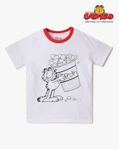Yousta Kids - Boys Core Garfield Print Relaxed Fit Round-Neck T-Shirt