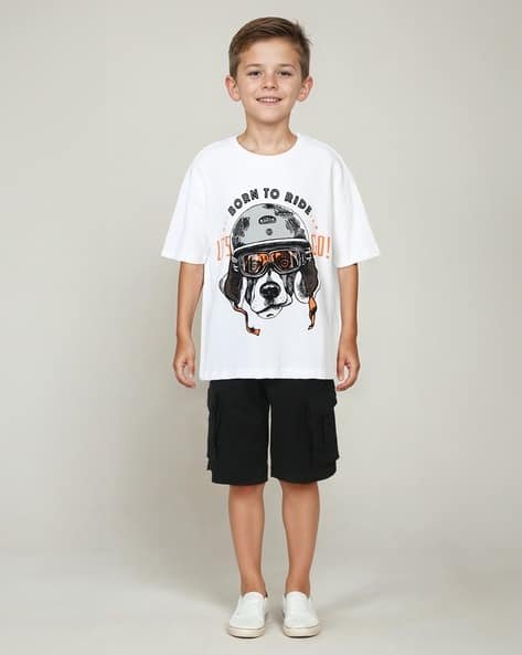Yousta Kids - Boys Graphic Print Regular Fit Crew-Neck T-Shirt