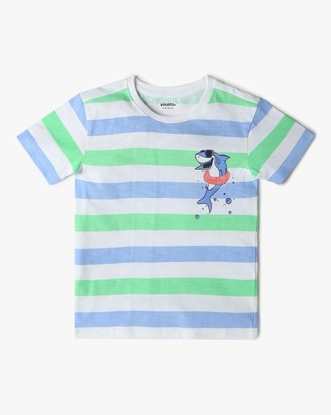Yousta Kids - Boys Striped Regular Fit Round-Neck T-Shirt