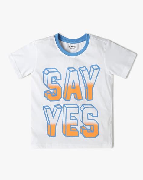 Yousta Kids - Boys Typographic Print Relaxed Fit Crew-Neck T-Shirt